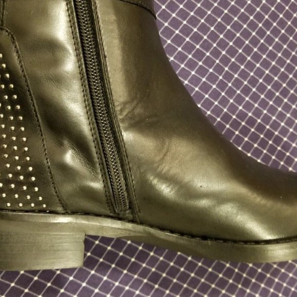 Stelle Monelle Black Leather Micro Studded Tall Boots Women’s Size 9 - Picture 9 of 13